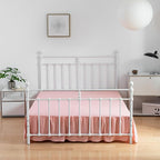 Bed Skirt King Size Ruffled Bed Skirt with Split Corners,18 Inch Drop Dust Ruffle Bed Skirt with Platform, 18 Inch, Blush, King Size