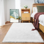 Goolela White 3x5 Faux Sheepskin Soft Plush Bedroom Living Room Throw Rectangular Washable Fluffy Fur Rug