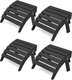 KINGYES Folding Adirondack Ottomans Set of 4 for Adirondack Chair, Black