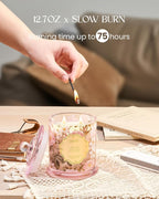 M&SENSE Rose Amber Candles for Home Scented, Organic Soy Candles Non Toxic, Double Wick 12.7oz Large Jar Candle 75 Hour Long Lasting Burn, Relaxing Aromatherapy Candle Gift for Women