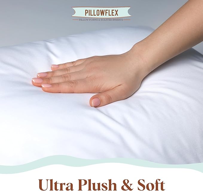 Pillowflex Synthetic Down Pillow Insert - 18x28 Down Alternative Pillow, Ultra Soft, Large Rectangle, Lumbar, Back, Sofa, Sleeping Pillow - 1 Decorative Pillow Form