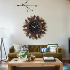 24'' Large Wall Clock for Living Room Deco Boho Decorative Big Oversized Silent Battery Operated Farmhouse Wood Wall Clock for Office Home Dinning Room Bedroom Kithen