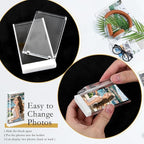 2x3 Small Picture Frame,Discreet Magnetic Wallet-Size Mini Acrylic Frames, Stereoscopic Effect, Compatible with Instant Film Photos,Freestanding Tabletop Display (4, 2X3 inch vertical)