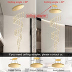 Modern 30-Light LED Chandelier for Living Room, Dining Room & Entryway - Dimmable Spiral Crystal Gold Hanging Light Fixture