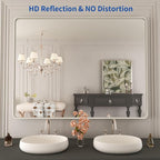 WEER 48X36 Inch Brushed Nickel Bathroom Mirror, Brushed Silver Metal Frame Mirror, Rounded Rectangle Silver Bathroom Vanity Mirror, Tempered Glass, Anti-Rust, Hangs Horizontally or Vertically