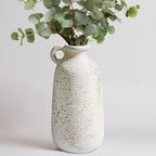 Sunddo White Ceramic Vase, Rustic Farmhouse Decorative Vase with Handle, Farmhouse Decor, Centerpieces Entryway Shelf Living Room Table Decor 10 inch