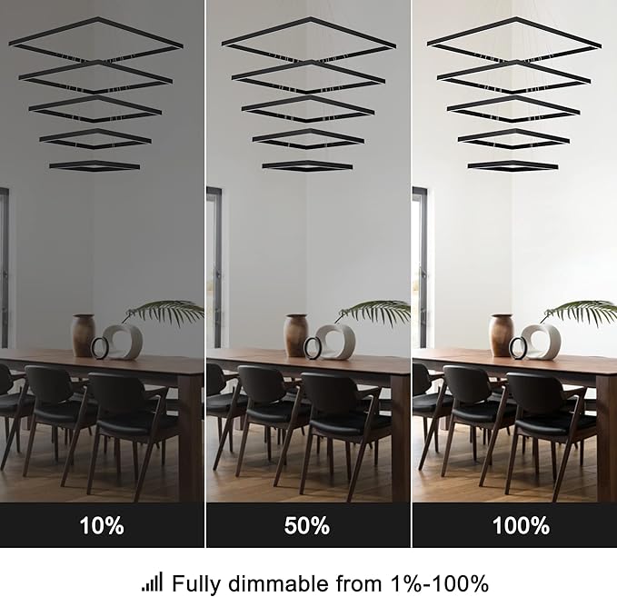 Modern Square Chandelier, LED Ceiling Light Fixture, Contemporary Chandelier Pendant Light for Living Room Entryway Foyer Staircase Bedroom