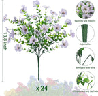 24 Bundles Artificial Flowers for Outdoors & Indoors – UV Resistant Faux Plastic Plants for Garden, Patio, Porch, Window Box, Home Decor – Lush & Vibrant Fake Flowers, White