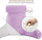 Nestl Reading Pillow Large Bed Pillow, Back Pillow for Sitting in Bed Shredded Memory Foam Chair Pillow, Reading & Bed Rest Pillows Lavender Back Pillow for Bed, Bed Chair Arm Pillow with Pockets