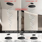20-Lights Chandelier LED Dimmable Chandeliers for Entryway Flush Mount Ceiling Pendant Light Fixture Crystal Chandeliers for Living Room Black Finished Lighting Modern 156in High Ceiling Chandelier