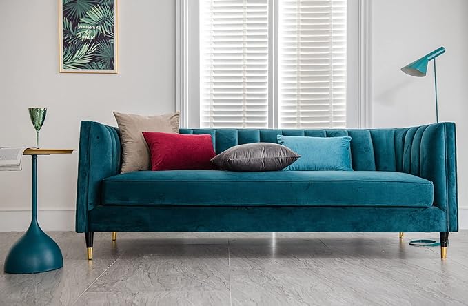 Throw Pillow Cases 12x20 Turquoise: 2 Pack Cozy Soft Velvet Rectangular Decorative Pillow Covers for Farmhouse Home Decor