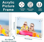 4x6 Acrylic Picture Frame 3 Pack, 20mm Clear Thickness Frameless Magnetic Double Sided Display, Plastic Table Top Photo Sign Holder, Table Paper Stand for Desktop Display, Stores