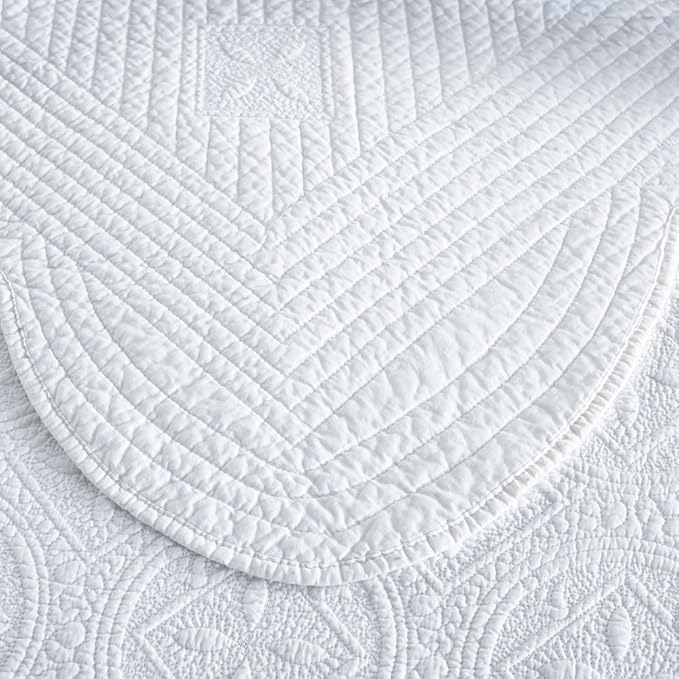Calla Angel Sage Garden Luxury Pure Cotton Quilt, Queen, White