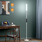 LED Floor Lamp with Remote Control, 65" Standing lamp with Stepless Adjustable 3000K-6500K Colors & 5%-100% Brightness, Foot Switch(White)