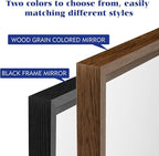 Rectangle Bathroom Mirror 40x36 Inch, Walnut Wood Grain Framed, Anti-Rust & 4mm Tempered Glass, Horizontal/Vertical Hanging Vanity Mirror for Bathroom & Bedroom