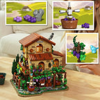 Winery Chateau House Building Set with Lights, Vineyard Castle Construction Model Home Decor, 1826 PCS Vine Estate Autumn Cabin Building Block Kit, Birthday Gift for Adults Teens Boys Girls