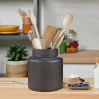 Rustic Vases for Decor, Farmhouse Ceramic Vase for Flowers, Vintage Decorative Vase for Home Decor, Dining Table, Living Room, Shelf, Kitchen, Bedroom (Dark Brown)