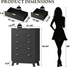 46" Tall Dresser for Bedroom, 6-Drawer Fluted Chest of Drawers, Modern Wood Highboy with Deep Storage, Metal Slides and Handles, Anti-Tip Kit, Vertical Clothes Organizer for Apartment, Nursery