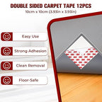 Carpet Tape Double Sided, Heavy Duty Rug Tape for Hardwood Floors, Non-Slip Carpet Adhesive Tape for Area Rugs, Strong Grip, No Residue