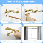 Curtain Rods for Windows 16 to 76 Inches, Curtain Rod Max Adjustable Length of 88 IN, 6/8" Diameter Drapery Rods Round Finials, Warm Gold, Pack of 2