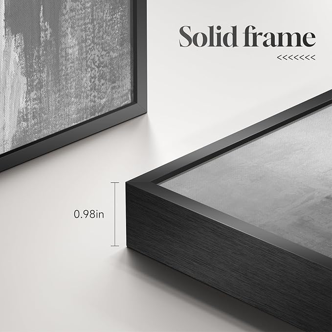 Framed Extra Large Black and White Abstract Canvas Wall Art, Modern Minimalist Horizontal Prints Painting Artwork for Walls, Black Grey Pictures Wall Decor for Living Room Hallway Bedroom Office 30x60 In