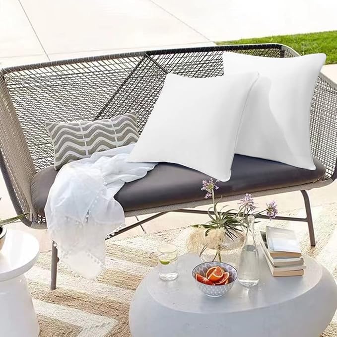 20 x 20 Outdoor Throw Pillow Inserts Set of 2 Waterproof Square Premium Decorative Couch Pillow Stuffers Form Large White Sofa Cushions Indoor