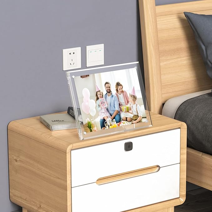 4x6 Inches Picture Frame, Magnetic Acrylic Clear Photo Frame with Stand for Tabletop Display (3 Pack)