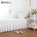 RIMELA Bed Skirt Wrap Around Elastic Dust Ruffles Solid Color Wrinkle and Fade Resistant with Adjustable Elastic Belt Easy to Install White for King & California King Size 18 Inch Drop