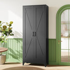 Letaya Storage Cabinet,75" H Metal Kitchen Pantry Cabinets with Doors and Adjustable Shelves,Pantry Organizers for for Cupboard/Dining/Bathroom/Office/Garage Room,Black