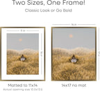 Homeforia 14x17 Picture Frame Bronze, High End Metal 14x17 Brass Poster Frames with Mat 11x14 for Photo, 14 x 17 Frame Matted to 11 by 14 Print, 17x14 Hanging Frame, Tempered Glass, Wall Kit, Set of 1