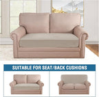 H.VERSAILTEX Velvet Stretch Individual Couch Cushion Cover Plush Slipcover for Loveseat Sofa Furniture Protector Seat Cover (1 Piece Loveseat Cushion Cover, Oatmeal)