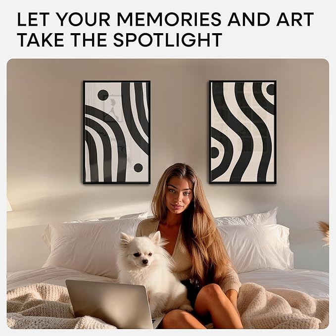 Homeforia 11 x 17 Picture Frame Black, High End Metal 11x17 Poster Frames with Mat 8x12 for Photo, 11 x 17 Black Frame Matted to 8 x 12 inch Print, 17x11 Thin Frame, Tempered Glass, Wall Kit, Set of 1