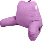 ComfortSpa Reading Pillow for Bed Adult Size, Back Rest Pillow with Arms, Pockets, Washable Cover; Use as Back Pillow for Bed Sitting Up for Bedrest or Relief from GERD Heartburn (Large Lavender)