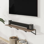 Heimlove 24" W x 12" D Wall Shelves for Books, 12 Inch Deep Floating Shelves Set of 3, Wide Floating Bookshelf with Metal Bracket for Living Room, Kitchen, Office, Bedroom and Decor Storage - Grey