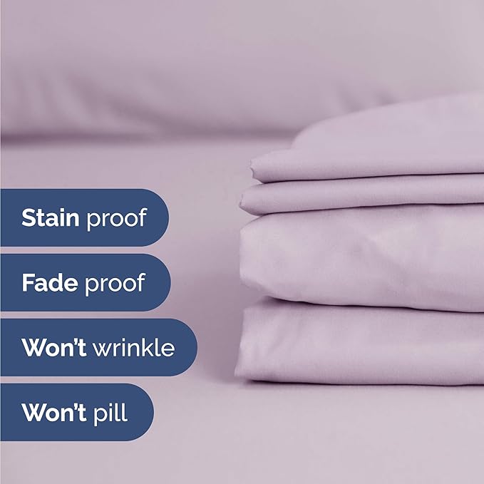 Twin Sheets Set 4 Piece - Includes 2 Pillowcases - Bed Sheets Twin Size - Soft Hotel Luxury Bedding - Cooling, Comfy & Breathable - 1 Flat & 1 Fitted & 2 Pillowcases w/ Deep Pockets - Light Lavender