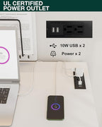 Frylr Small Folding Computer Desk – 55.1 Inch Portable Table for Craft and Study, Lightweight Desk for Small Spaces, Foldable Laptop Table Built-in AC/USB Outlets for Convenience, White