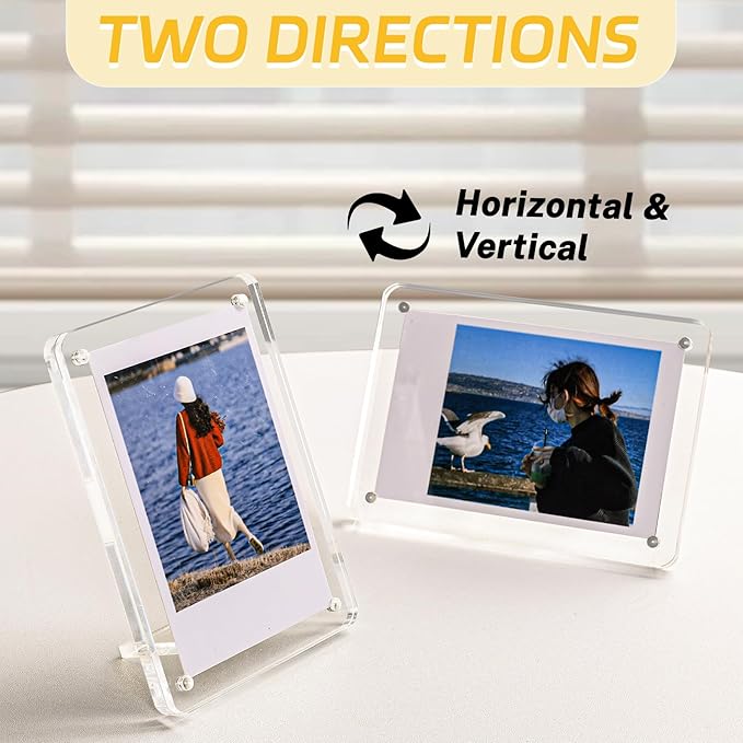 6 Pack Acrylic Magnetic Picture Frames 3x5, Refrigerator and Desktop Photo Frames Combine, Vertical and Horizontal Clear Display for Desk/Fridge for Home/Party/Wedding