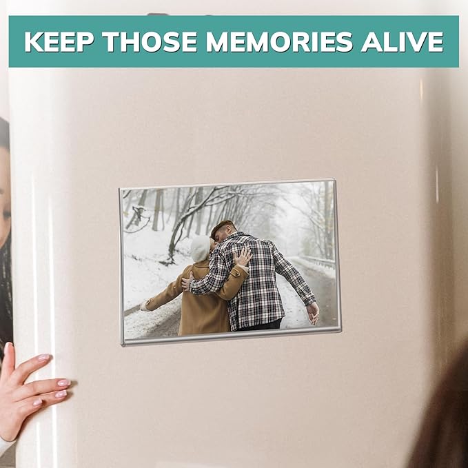 pbf 3-Pack 5x7 & 3-Pack 7x5 Magnetic Picture Frames for Refrigerator | Clear Magnetic Acrylic Frames | Magnetic Photo Holders for Fridge, Locker, Photo Board, Art Display, Sign Holder