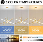 Modern Sputnik Chandelier Ceiling 82W LED Gold Pendant Light Embedded Mount Chandeliers Dining Room Light Fixtures Over Table Dimmable with Remote Control for Living Room Kitchen Bedroom 31.5 inches