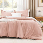 Litanika Pink Queen Size Comforter Set, 3 Pieces Blush Plain Bedding Comforter Set, All Season Bed Set (90x90In Comforter & 2 Pillowcases)