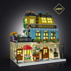 City Hotel Architecture Building Kit with Lights,3 Levels Garden Hotel Model Building Blocks Toy,for 12+Age Teen,Adult（1464 Pieces）