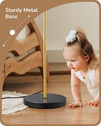 EDISHINE Modern Floor Lamps for Living Room, 64.7" Minimalist Standing Lamp with 3 Color Temperatures Bulb & Adjustable Linen Shade, Foot Pedal Switch, Arc Tall Lamp for Bedroom Office, Black Gold