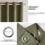 MIULEE Linen Texture Curtains for Bedroom Solid 100% Blackout Thermal Insulated Light Olive Green Curtains Grommet Room Darkening Drapes for Living Room Nursery 52x90 Inch (2 Panels)