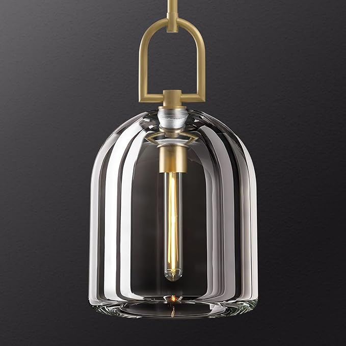 Crystal Brass Pendant Light Fixtures, Modern 8inch Pendant Lights Kitchen Island, Island Lights for Kitchen,Crystal and Gold Pendant Light, Indoor Pendant Lighting,E12 Bulb Included