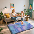 Shag Area Rug for Bedroom 3x5,Fluffy Area Rugs for Living Room,Soft Fuzzy Rug Non-Shedding Indoor Plush Carpet for Kids Bedroom Nursery Dorm Home Decor,Rainbow Purple