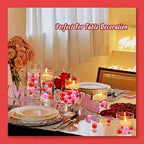 300Pcs Vase Filler Red Pink No Hole Faux Pearl Beads for Vase Filling Decorations, Candle Centerpieces, Wedding Centerpieces, Home Party Decor (8/14/20mm)