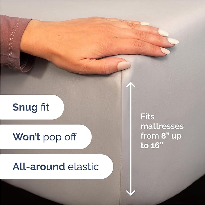 King Size 4 Piece Sheet Set - Comfy Breathable & Cooling Bed Sheets Set - Hotel Luxury Bedding for Women, Men, Kids, Teens, Boys & Girls - Deep Pockets, Soft and Wrinkle Free - Oeko-Tex - Light Grey