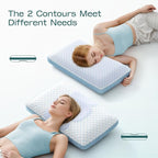 Memory Foam Bed Pillow for Pressure Relief - Memory Foam Neck Pillow with Removable Cooling & Soft Cover – Two-Sided, Contour Orthopedic Bed Pillow for Side Back Stomach Sleeper