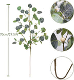 6 PCS 27.5" Artificial Eucalyptus Stems with Berries, Faux Eucalyptus Branches Fake Greenery Plants Stems for Vase Home Party Wedding Spring Decorations