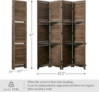 Room Divider with Shelves, 5.6 Ft Tall Folding Wood Screen with Double Hinges for Home Office Bedroom Hotel Decoration (4 Panels, Brown)